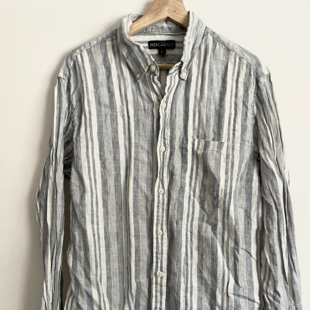 J Crew Mercantile Linen Striped Shirt